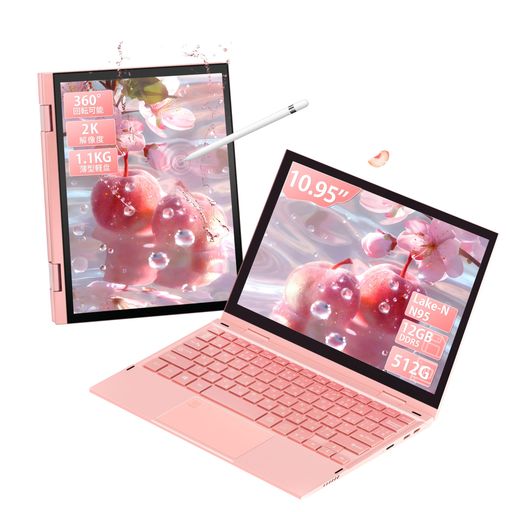 ノートパソコン2in1【Win11&Office2024搭載】 N95 CPU(最大3.4Ghz) 10.95インチ2K IPS(2000*1200) 360度回転可能タッチスクリーン DDR5 12GB RAM / 512GB