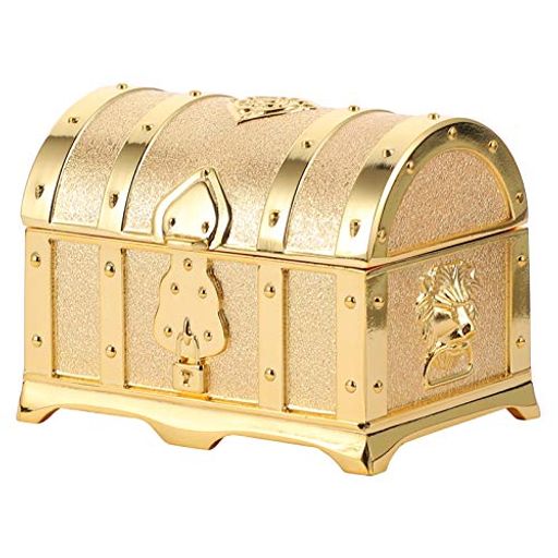 ゴールドの金属宝箱亜鉛合金製南京錠付きおしゃれな収納ボックスアクセサリーや小物の保管に最適お部屋..