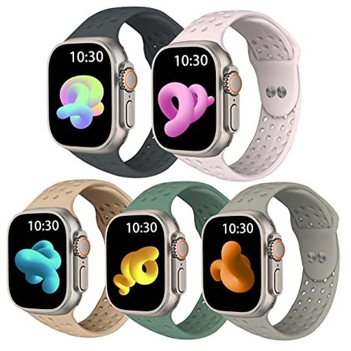 5本セットAPPLEWATCHバンドコンパチブルアップルウォッチバンド、シリコン製スポーツバンド38MM40MM41MM42MM44MM45MM49MM、APPLEWATCHULTRASERIES