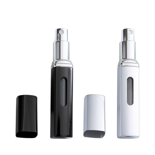 YONGDINGアトマイザー香水スプレーパフューム詰め替え用小分け容器香水入れ漏れないプッシュ式ワンタッチ補充8mlコンパクト持ち運び便利【ブラック、ホワイト】(2本セット)