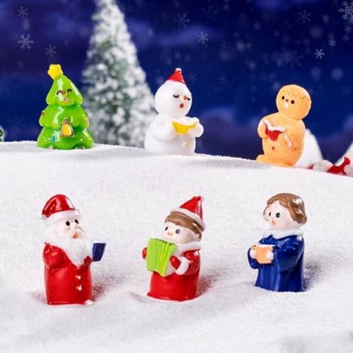 Moeagelクリスマスミニチュア置物6種類入りクリスマスオーナメントミニサイズ聖歌隊合唱団クリスマス置物卓上樹脂クリスマス飾り卓上クリスマス手作りアクセサリークリスマスツリー雪…