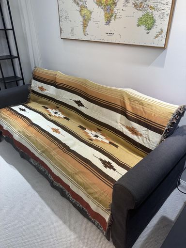 果皮森林北欧ネイティブ柄オルテガ柄多機能水洗い四季通用ソファーカバーラグおしゃれ幾何学模様マルチカバー160X260CM...