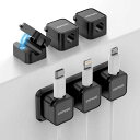 【6個セット・貼り付けベース付き】ZSPEEDマグネット式ケーブルホルダー強力粘着コードクリップ配線整理デスク/壁/車内卓上収納(ブラック)