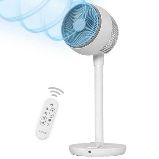 🍀【DCモーター】ACよりも静音だし、省エネだし、耐久性もよいのでコスパ最高のサーキュレーターです。しかも風量14段階を設定できるので、小さな風を効率よく起こすことが可能です。就寝時に最適な児童モードで、運転音が大変静かなので寝ている間も気になりません。 🍀【自動首振り】左右首振り(30°/60°/ 90°)と上下首振り(105°)を組み合わせ、上下左右同時首振りも可能です。お部屋の広範囲に3Dランダム送風して効率よく空気の循環ができるよう促します。3段階の左右首振りなのでシーンに合わせて心地よい風を送ります。360度首振りを通して除湿機、加湿器、エアコン冷房、暖房との併用でそれぞれの効果がアップ! 🍀【静音&amp;省エネ】従来のサーキュレーター&amp;リビング扇風機の音デシベルは約35-60 dBで、XVOOXサーキュレーターの最小動作音は約20dBという限りなく小さい運転音に抑えられています。高性能のDCモーターを採用して立体形な羽根を搭載して空気を細かく切って抵抗力を大幅に低減して驚くほど静音性の同時に優しく心地よい風を提供します。