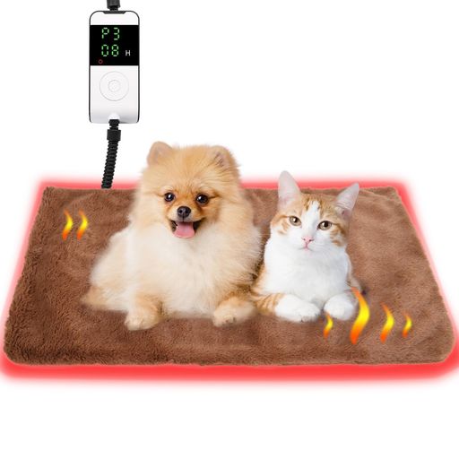 Sazuikペット用ホットカーペット8段階温度調整7段階タイマー犬猫ヒーター45*70cm猫用こたつペットヒー..