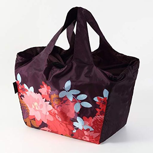 [オリーバル]エコバッグ保冷・保温レジカゴ用バッグワイン地花柄パープル