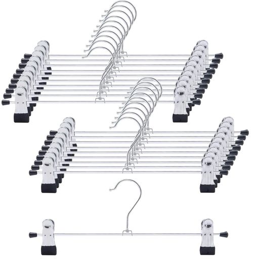 HOSURズボンハンガースカートハンガースラックスハンガー20本組多用途滑らない跡がつかないかたくずれ防止360度回転フックサイズ調整可スリム省スペース洗濯物物干し