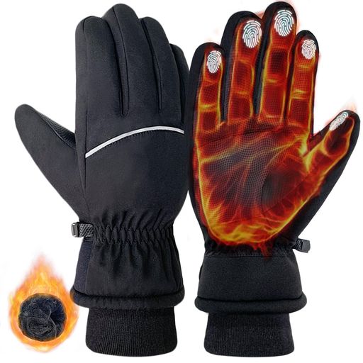 [Hopsooken]防寒手袋防寒グローブメンズレディーススマホ対応裏起毛バイク手袋タッチパネルアウトドア男女兼用自転車バイクスポーツグローブサイクル防風撥水加工冬用保温厚手滑り止め…