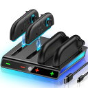 【2025新登場】SWITCH2ジョイコン用充電スタンド4IN1急速同時充電コントローラードックRGBライト収納一体型TYPE-Cケーブル付属黒