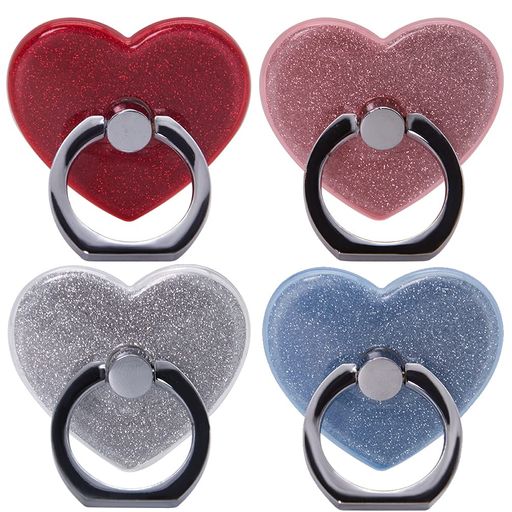 スマホリングホールドリングiPhone用/Android用多機種対応スマートフォンタブレットPCスマホリング1本の指で落下防止携帯電話薄型リングMuZiF(4色4、ハート型)