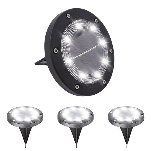 siatomガーデンライト ソーラー 屋外 ソーラーライト 埋め込み式 4個セット 8LED 高輝度 IP65防水 太陽光パネル 光センサー 自動点灯(本体:黒 光:白色系)