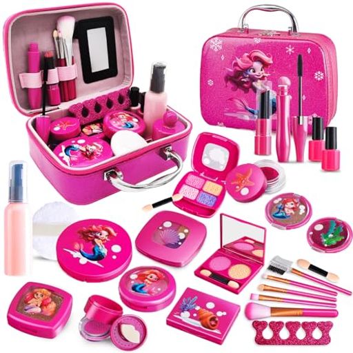 FUNK DOGGIE メイクおもちゃ お化粧セット 22PCS 女の子 メイクごっこ遊び お化粧おもちゃ 化粧品おもちゃ ドレッサーおもちゃ 化粧バッグ かわいい おままごと セット コスメおもちゃ クリスマス プレゼント