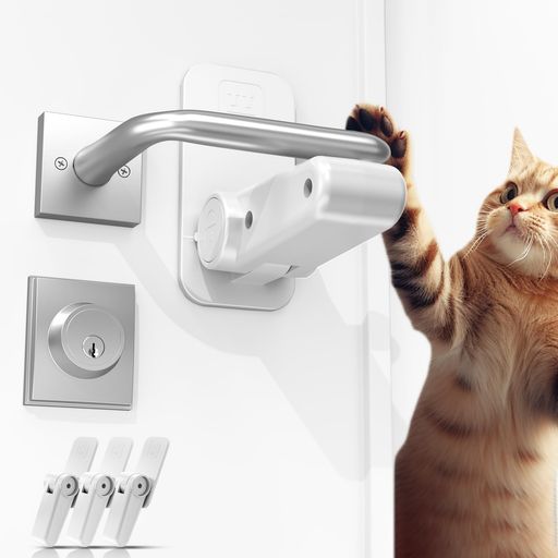 【三個】ドアノブロックチャイルドロックドアロック保育士さん監修窓ロックドアノブカバー猫脱走防止部屋鍵後付け設置簡単赤ちゃんペットドアノブロックドア開け防止後付け...