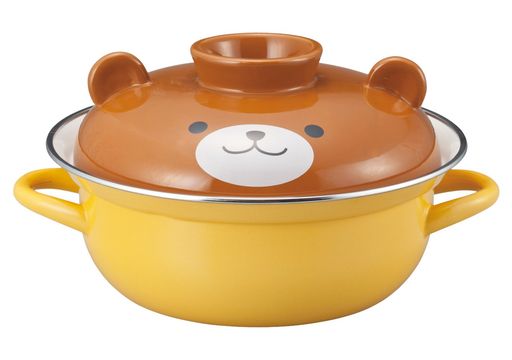 Pots - サンアートかわいい食器「アニマル」くまのホーロー両手鍋31cmイエローsan2420