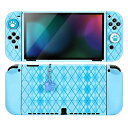 DLseegoSwitchOLED用ケーススイッチ有機elカバーTPU素材透明分離式超軽量耐衝撃傷つけ防止全面保護取り外し簡単クリアアナログスティックカバー可愛い猫爪肉球ブルー