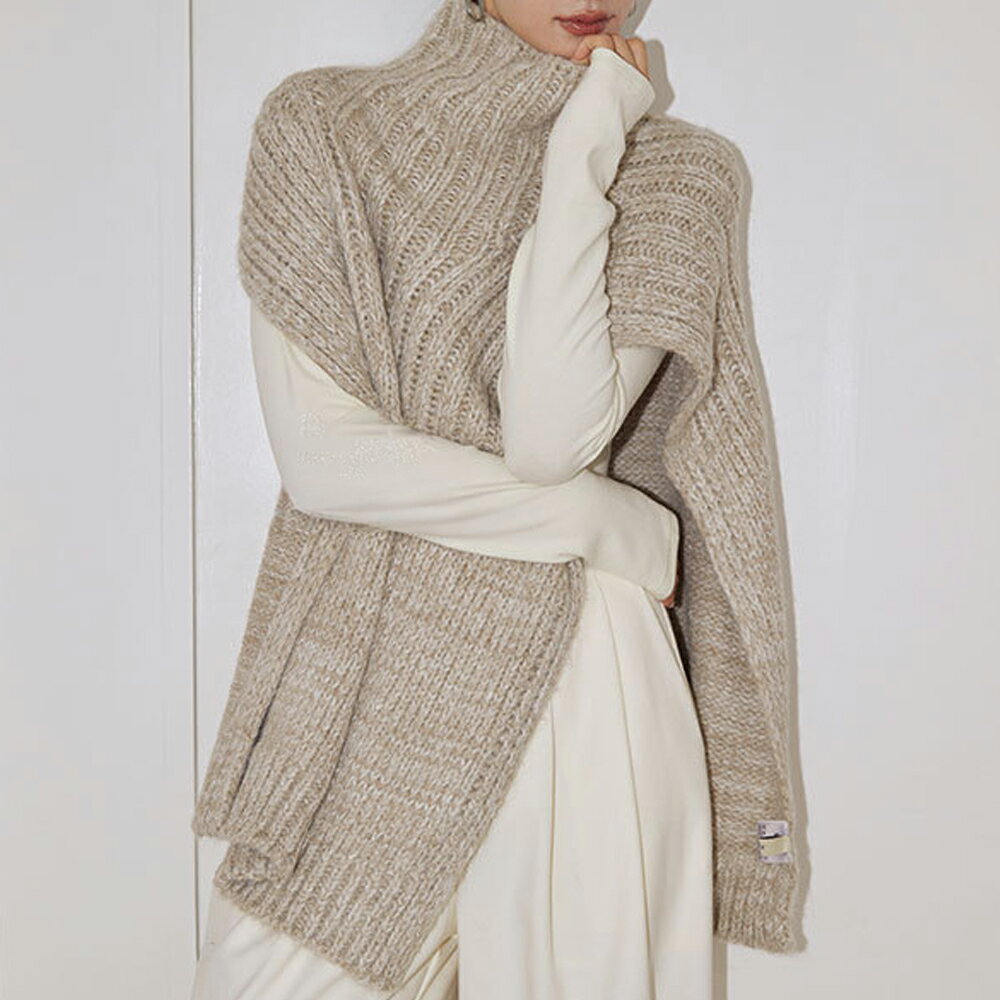 【365日配送】　ポンチョ ニット　レディース　おしゃれ　シンプル　襟付き　ハイネック　秋　冬　大人　カジュアル　　【e.trema.】【エトレマ】のサムネイル