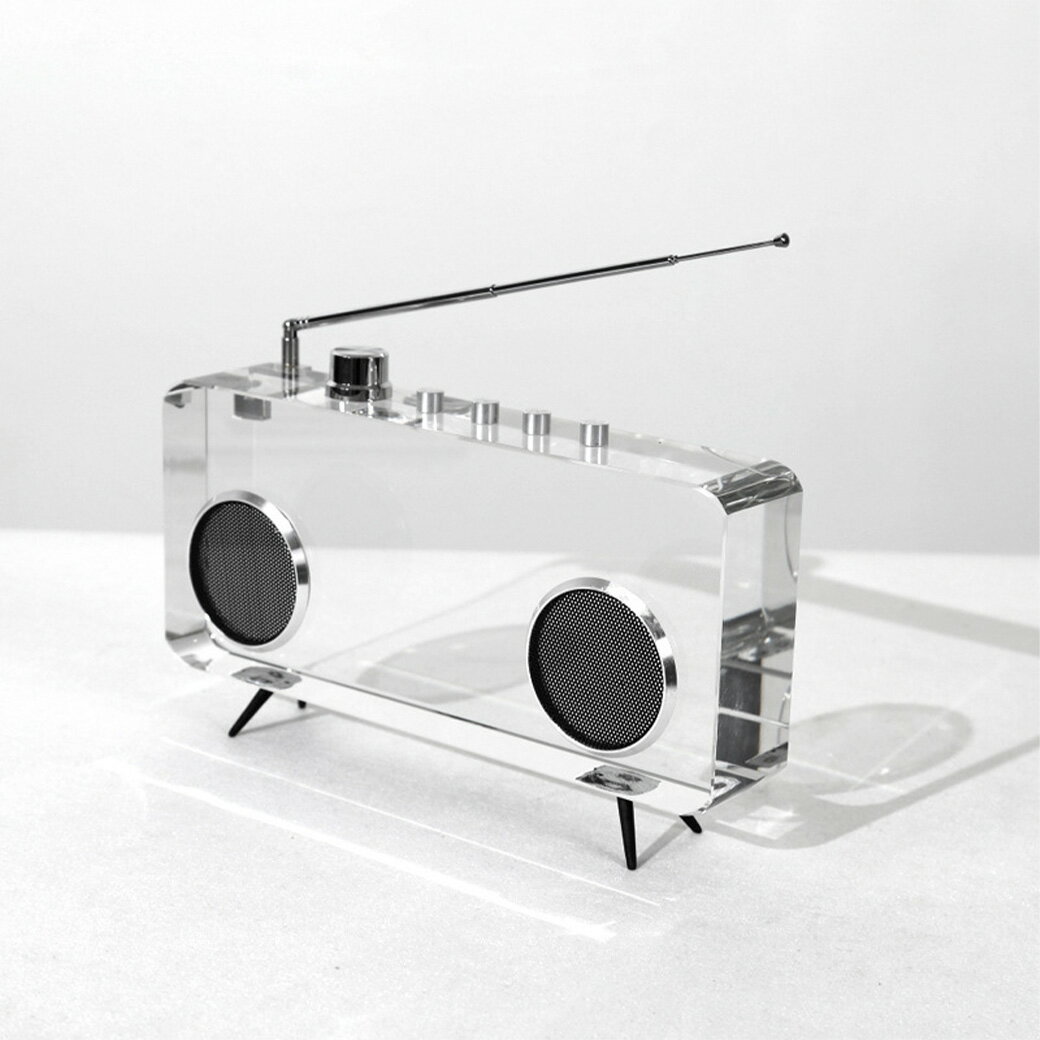 【365日配送】最大1000円OFFクーポン！ガラス型　レトロ ラジカセ　飾り　硝子　クリア　かわいい　可..