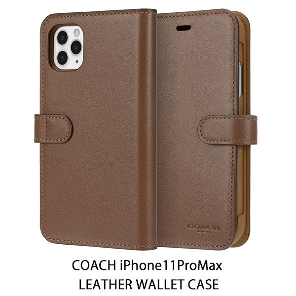 COACH iPhone11ProMax LEATHER WALLET CASE SADDLE Leather Folio