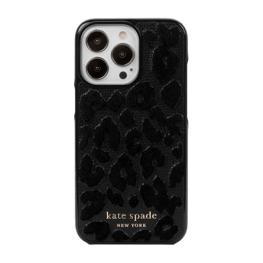 kate spade ケイトスペード スマホケース ハード ケース iPhone13Pro ヒョウ柄 アニマル柄 ブラック 2021 KSNY Wrap Case Leopard Flocked Black