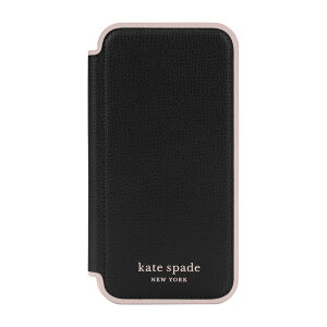 kate spade ケイトスペード スマホケース 手帳型 iPhone13Pro ブラック 2021 KSNY Folio Case Black Pale Vellum Border