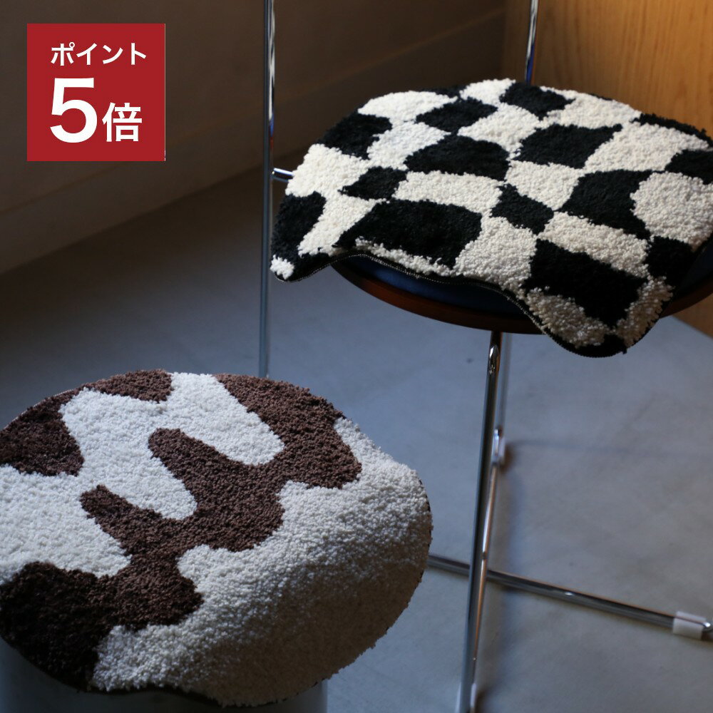 【365日配送】最大1000円OFFクーポン！ チェック柄シートクッション 4色 チェアパッド ウェーブ おしゃ..