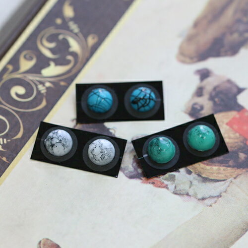 【耳つぼジュエリー 天然石風ラウンドストーン 2粒】プチシリーズ/レアストーン/耳つぼシール/耳ツボ/耳つぼダイエット/チタン/マグレイン/耳つぼ ダイエット/...