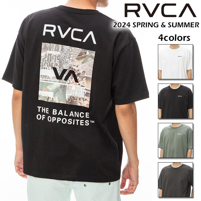 楽天サーフ系ブランドshop　GAGASURFルーカ RVCA tシャツ メンズ サーフブランド RVCA THRASHED BOX RVCA TEE 半袖 tシャツ 【2024年春夏モデル】 be041224 4色 バックプリント 綿100％ ゆったりサイズ サーフ系 サーフィン スケート ストリート ブランド ユニセックス おすすめ 人気モデル