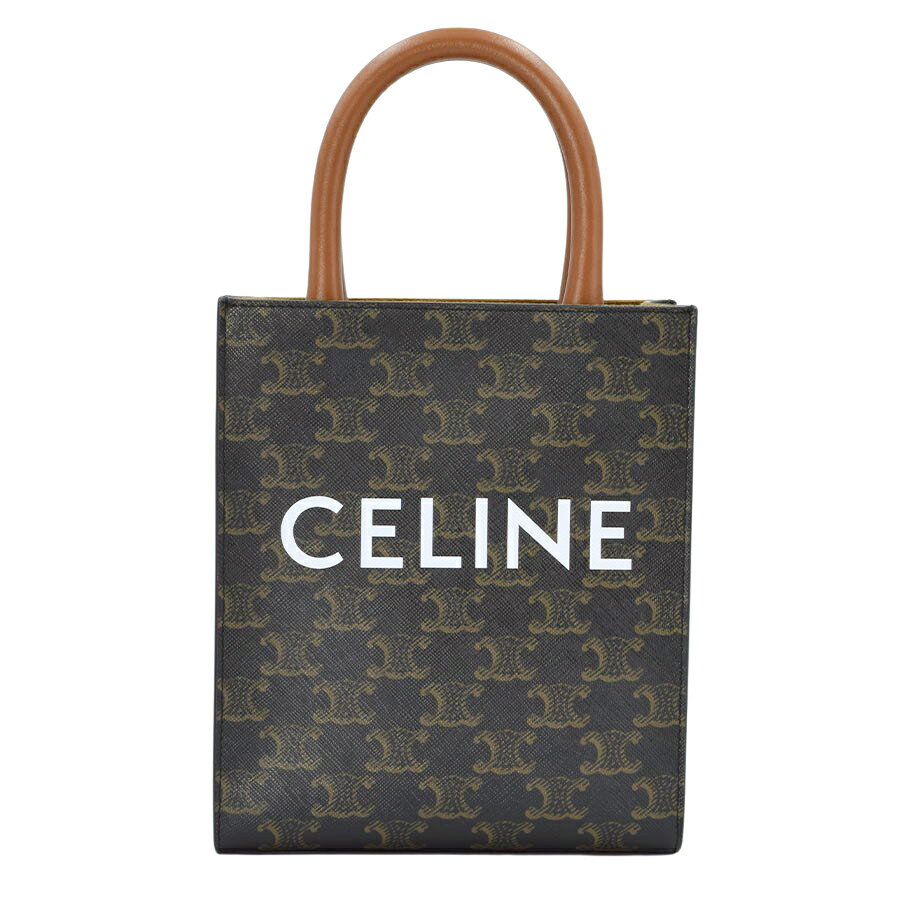 【CELINE】セリーヌ 194372BZK.04LU ミニバーティカルカバ タン トリオンキャンバス/カーフスキン 2WAYハンドバッグ トートバッグ ショルダーバッグ【送料無料】【中古】