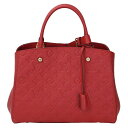 【LOUIS VUITTON】LV ルイ・ヴィトン M41194 モンテーニュMM モノグラム・アンプラント スリーズ アンプラントレザー 2Way レッド ハンドバッグ/ショルダーバッグ 【送料無料】【中古】