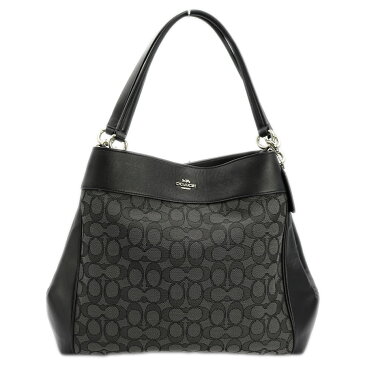 【COACH】コーチ アウトラインシグネチャーレクシー F27579 ブラック×ブラックスモーク キャンバス×レザー トートバッグ 美品【送料無料】【中古】