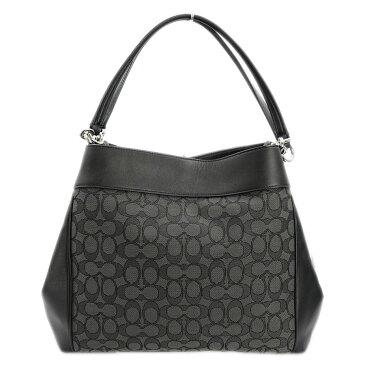 【COACH】コーチ アウトラインシグネチャーレクシー F27579 ブラック×ブラックスモーク キャンバス×レザー トートバッグ 美品【送料無料】【中古】