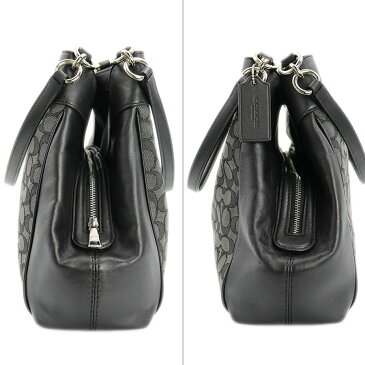 【COACH】コーチ アウトラインシグネチャーレクシー F27579 ブラック×ブラックスモーク キャンバス×レザー トートバッグ 美品【送料無料】【中古】
