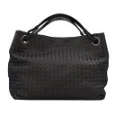 【BOTTEGA VENETA】ボッテガヴェネタ 576593 イントレチャート ラージ ガルダバッグ ブラック レザー トートバッグ 美品【送料無料】【中古】