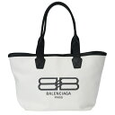 【BALENCIAGA】バレンシアガ 692068 ジャンボ スモール トートバッグ ホワイト/ブラック キャンバス/レザー JUMBO 【送料無料】【中古】