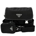 【PRADA】プラダ 2VD034 2DMH F0002 Re-Nylon ブラック サフィアーノレザー ショルダーバッグ 【送料無料】【中古】