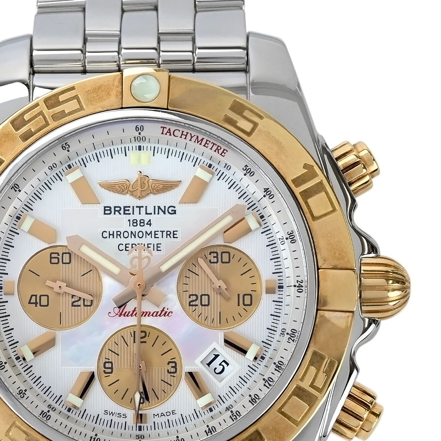 【BREITLING】ブライトリング CB0110 クロノマット44 自動巻き ホワイトシェルダイヤル ステンレススチール K18ローズゴールド クロノグラフ メンズ腕時計 美品【送料無料】【中古】