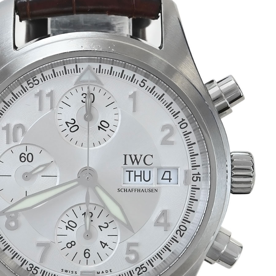 【IWC】インターナショナル・ウォッチ・カンパニー IW370623 スピットファイア クロノグラフ オートマティック シルバー文字盤 ステンレススチール / クロコダイルレザーストラップ 自動巻き メンズ腕時計 【送料無料】【中古】