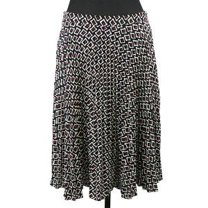 【PRADA】プラダ プリーツスカート 透け感あり 裏地なし APD1 2017 4374 P158N R181 1Q6P マルチカラー 総柄 ブラック/ホワイト/レッド サイズ40 ポリエステル100% スカート【送料無料】【中古】