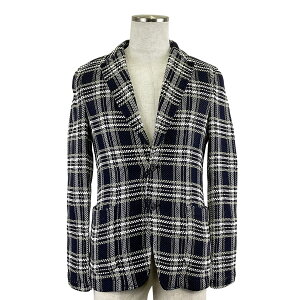 【T-JACKET】ティージャケット テーラードジャケット 51G419J 4207Q ネイビー系 チェック コットン100% サイズS ジャケット【送料無料】【未使用】【中古】