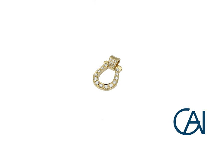 K18YG 馬蹄ペンダント トップ　Mサイズ D0.35ct 【新品】