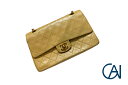 CHANEL【シャネル】マトラッセ ダブルフラップチェーンバッグラムスキンゴールド【USED】