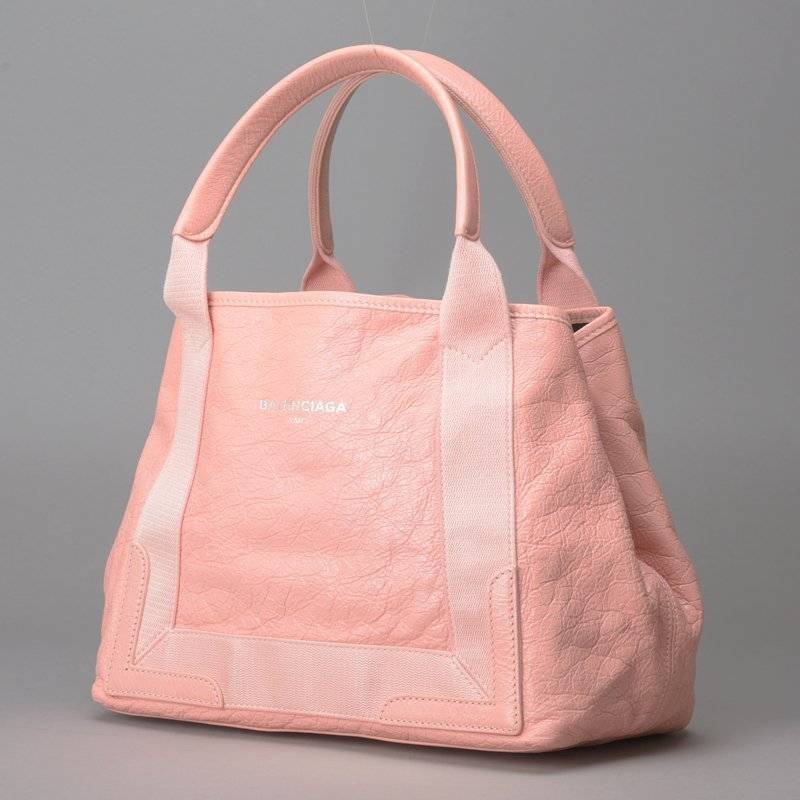 ハンドバッグ 新品同様 美品 BALENCIAGA バレンシアガ ネイビーカバスS ハンドバッグ トートバッグ レザー ピンク 339933 鞄