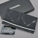 良品 CHANEL シャネル トラベルライン 二つ折り長財布 ナイロンジャガード ブラック 5番台 箱/カード付き ウォレット 布地 Mk.g/k.i
