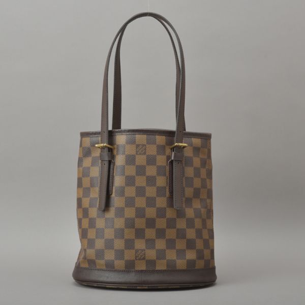 極美品 ルイヴィトン マレ バケット トートバッグ ポーチ付き ダミエ N42240 ブラウン レザー バケツ ショルダー 鞄 /