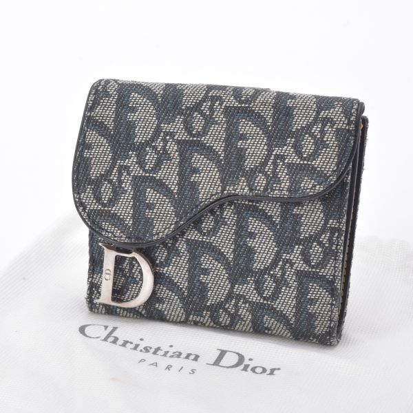 【美品】Dior ディオール サドル 長財布 トロッター Dロゴ ゴールド金具 Christian Dior クリスチャンディオール サドル トロッター 三つ折り長