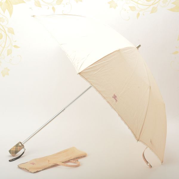 未使用同様 BURBERRY バーバリー チェック柄 折りたたみ傘 日傘 ピンク カバー付き 軽量 晴雨兼用 雨具 雨傘 携帯傘 /k.a/k.a