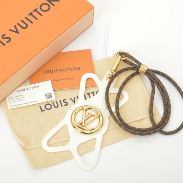 美品 ルイヴィトン フォンホルダー ルイーズ iphone スマホケース M68962 モノグラム ホワイト 携帯 アクセサリー /■b.b/b.b