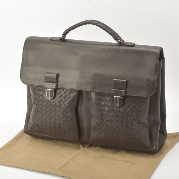 C, L, R, W - 美品 ボッテガヴェネタ ビジネスバッグ ブリーフケース イントレチャートレザー ダークブラウン 155172 書類鞄 /c.c/a.e