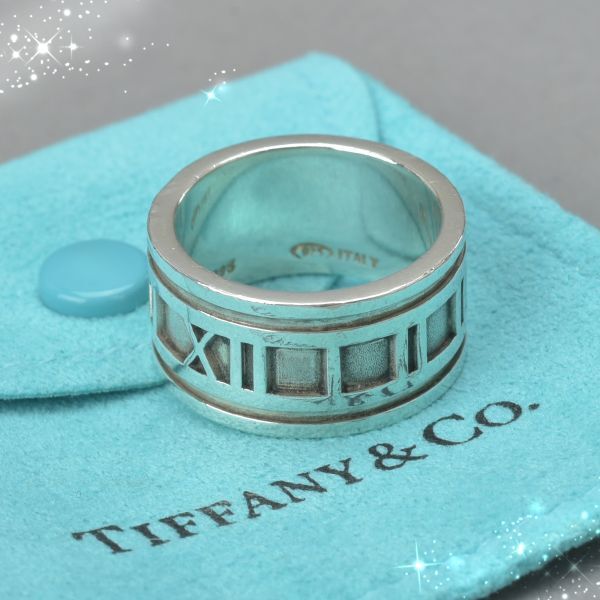 磨き済 Tiffany&Co. ティファニー アトラス ワイド リング 19号 SV925 シルバー 13.7g 英数字 幅広 指輪 アクセサリー /k.g/