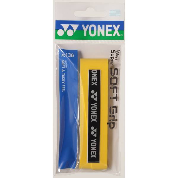 ◆◆送料無料 メール便発送 ＜ヨネックス＞ YONEX ウェットスーパーソフトグリップ AC136 (004：イエロー) テニス(ac136-004-ynx1)